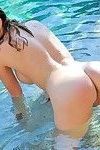 Fit brunette bombshell with great tits has some kinky fun in the pool