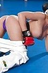 Blonde babe Shawna Lenee demonstrates her hot big round tits