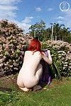 Hairy natural redhead amateur sofia spreading furry pussy outdoors