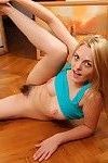 Hairy blonde amateur dominica spreading her furry unshaved pussy