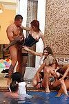 Lascivious girls have fun with horny guys at the pool party