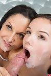 Brunettes Ava Addams and Shae Summers are sucking huge wiener