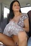 Stunning latina chick in fancy dress gives a proper blowjob in the car