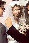 아내가 더블 엿 에 결혼식 에 복고풍 르 사진