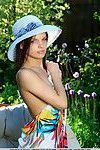 Brunette glamour babe Vikki Mauri flaunting tiny teen breasts outdoors
