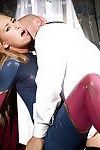 Blonde cosplay attired chick Carter Cruise deepthroating cock on her knees
