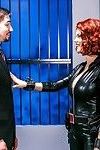 Busty redhead Peta Jensen getting fucked in leather by cosplay attired dick