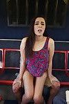Brunette exhibitionist Anastasia Black giving a blowjob on public bus