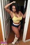 Thick ebony girlfriend in shorts sucking cock POV & getting covered in cum