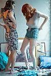 First time lesbian girls Talulah and Uma J dressing their naked bodies