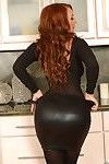 Big ass sexy MILF Janet Mason wearing pantyhose & heels getting cum on pussy