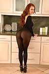 Big ass sexy MILF Janet Mason wearing pantyhose & heels getting cum on pussy