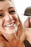 Leggy blonde Lyn Hoyt having face covered in jizz after wide open cunt fucking
