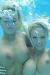 Big titted blondes with nice ass swimming naked in the pool & eating pussy