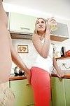 Euro teen having phat ass free from yoga pants before sex in kitchen