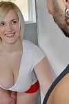 Chubby blonde Siri gives hot titjob with her huge boobs & gets doggystyle fuck