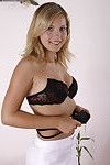 Smiley blonde amateur getting naked and exposing her goods