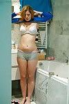Horny amateur redhead Emily B getting dressed after a steamy shower