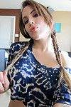 Hot amateur Katie Banks takes selfie while showing nice tits and riding dildo