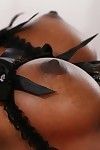 Busty black Euro MILF Jasmine Webb masturbating pussy in sexy lingerie