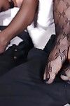 Leggy stocking clad party girls give footjob for cumshot after anal sex