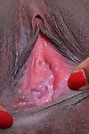 Sexy black amateur Daya Knight uncovers natural tits before showing pink pussy