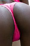 Amateur ebony first timer Marika parts black pussy to spread pink parts