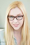 Tiny tits babe Samantha Rone shows off in her sexy glasses