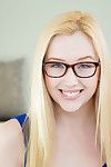 Tiny tits babe Samantha Rone shows off in her sexy glasses