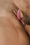Euro girlfriend Julia Roca taking cumshot on hairy muff after lick and fuck