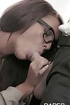 Sweet office girl in glasses Alexis takes a huge cock in her mouth