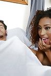 Ebony teenager Kendall Woods caught jerking and sucking dick by older woman