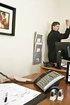 Office slut Jenny Hendrix gets her cunt hardcore fucked on her desk